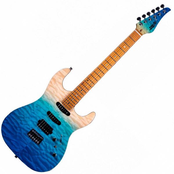 JET JS1000 Stratocaster HSS Electric Guitar Quilted Transparent Blue Zaranikas 0